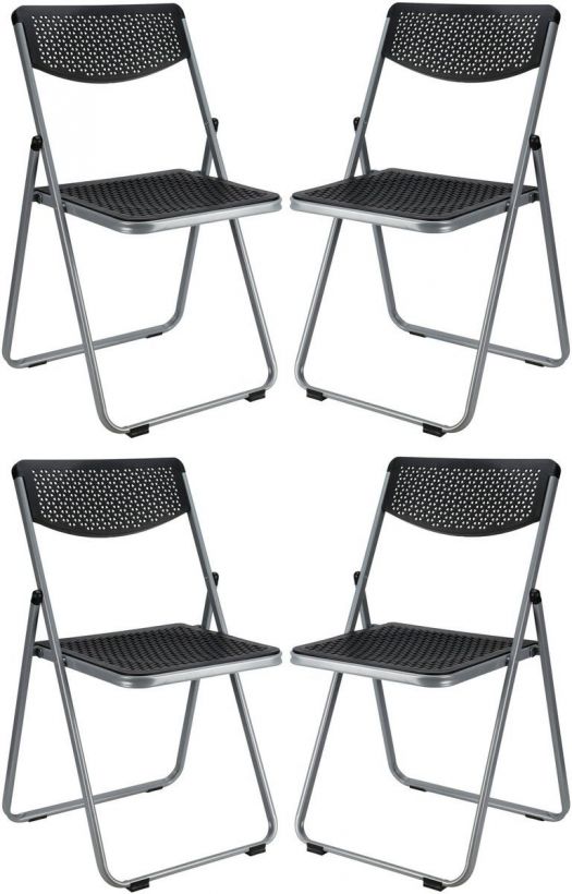 4 Delige Klapstoelenset – Zwart