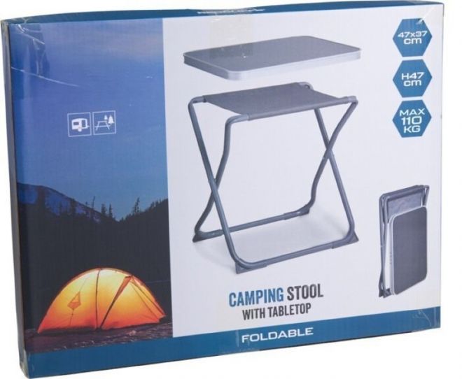 Vouwkruk met tafelblad compacte 2-in-1 campingstoel en bijzettafel